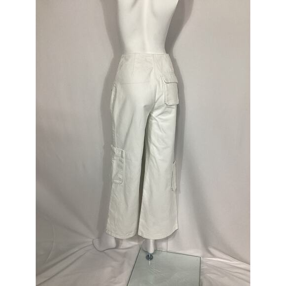 Afrm 'Maxwell' White Parachute Denim Cargo Pant Size 24 - Picture 3 of 4